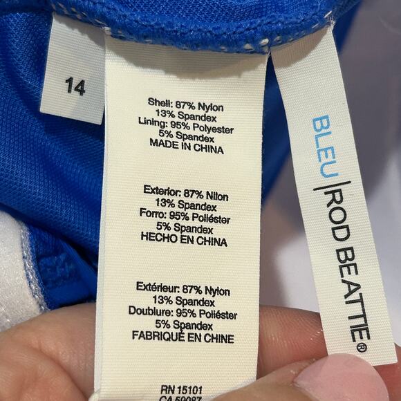 Bleu by Rod Beattie Molded-Cup One-Piece Swimsuit Blue Women's 14 NWT - Picture 10 of 10